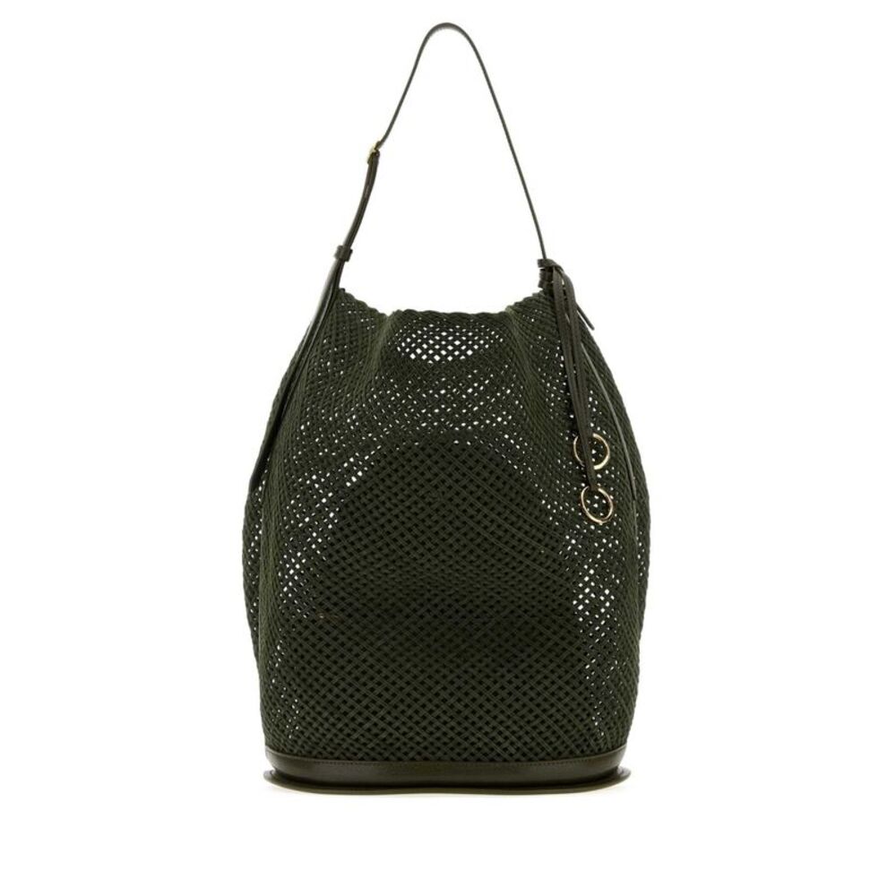 Alaia Women Olive Green Mesh Large Hip Bucket Bag